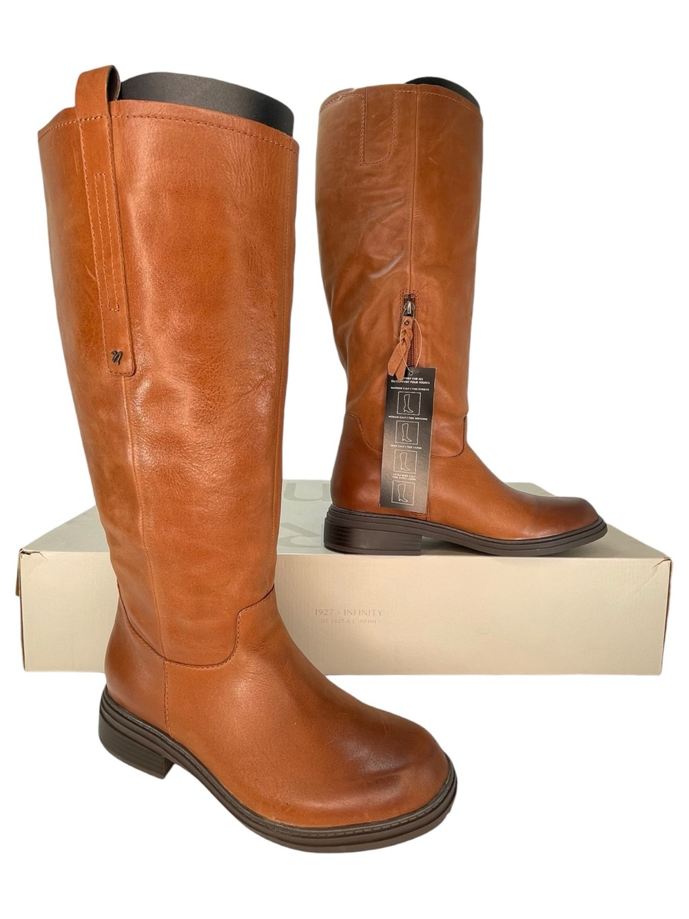 Naturalizer On Time Brown Leather Wide Calf Knee High Womens Boots Size 9.5M